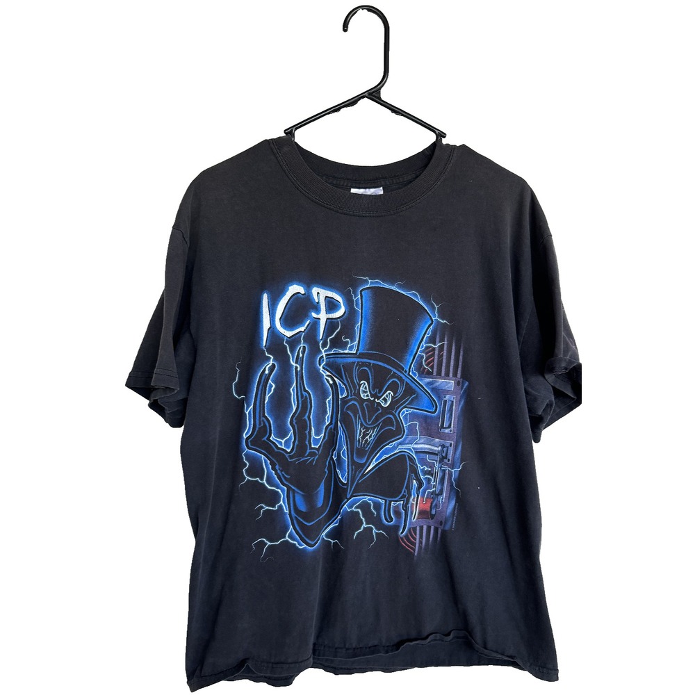 Vintage Insane Clown Posse ICP Shirt L Blue Lightning Rap Tee Juggalo Band 90s